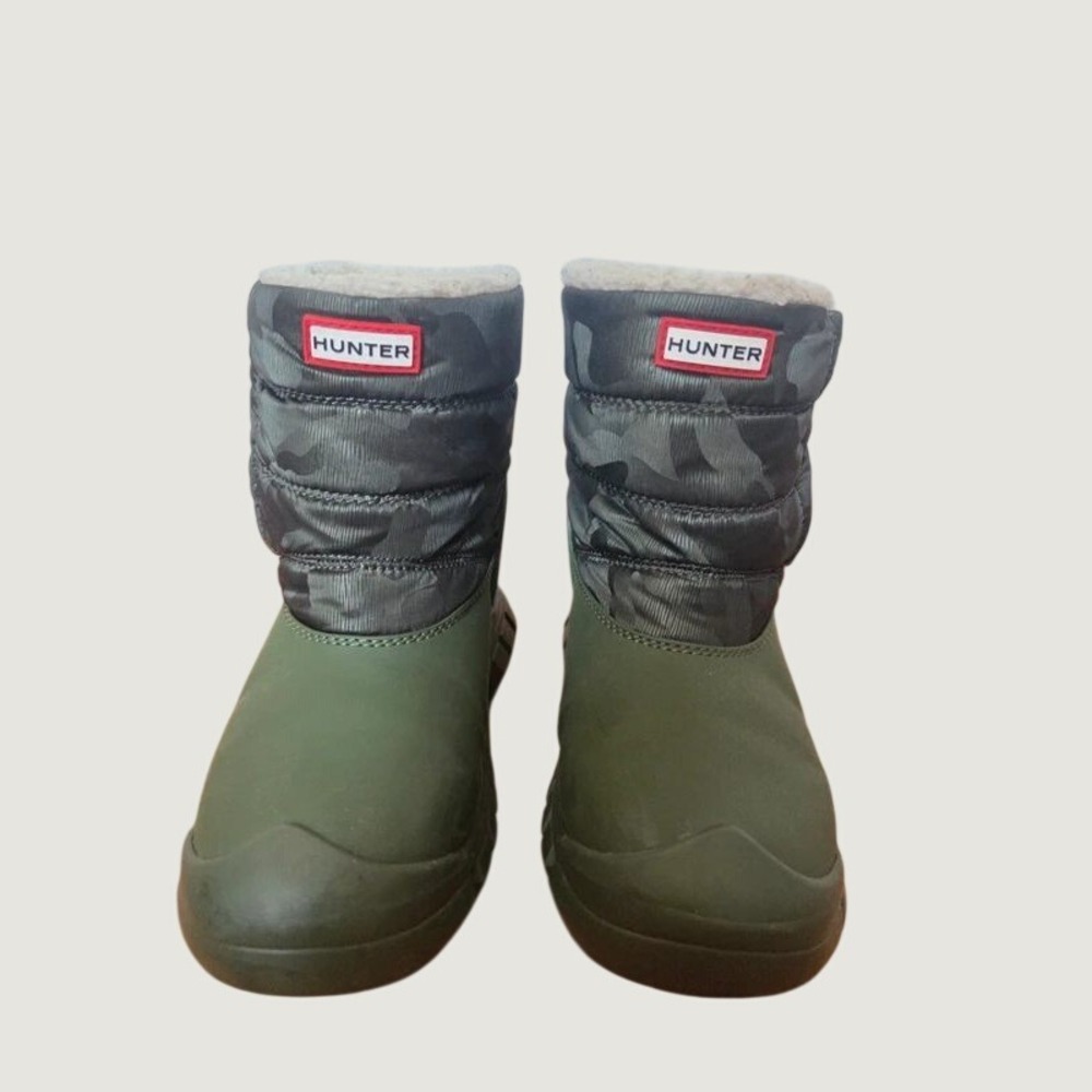 Hunter Kids Intrepid Insulated Snow Boots Green Camo UK 10 US 11 1205345-010